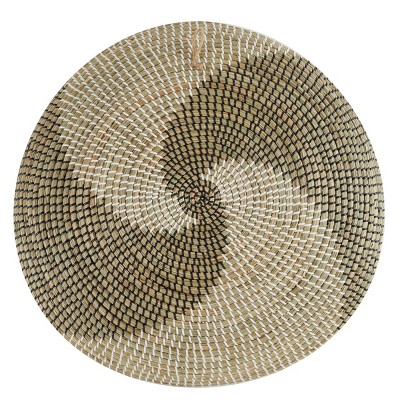 Brown and Off-White Spiral Seagrass Wall Basket Set