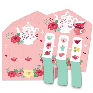 Big Dot of Happiness Floral Let's Par-Tea - Garden Tea Party Game Pickle Cards - Pull Tabs 3-in-a-Row - Set of 12 - 1 of 4