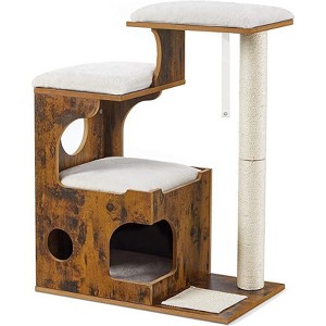 Feandrea WoodyWonders Cat Tree, 33.9-Inch Modern Cat Tower, Cat Condo with 3 Perches, Scratching Post and Mat, Cave, 4 Removable Washable Cushions - 1 of 4
