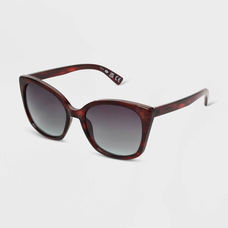 Women&#39;s Shiny Plastic Cateye Sunglasses with Gradient Lens - Universal Thread&#8482; Brown/Tortoise Print, 3 of 4