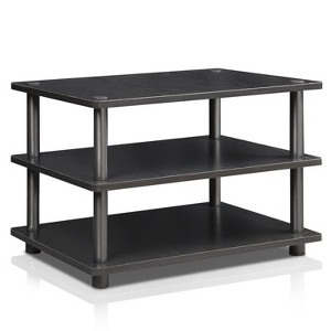 Furinno Easy Assembly 3-Tier Corner TV Stand for TVs up to 25" Storage Shleves CorLiving Blackwood - 1 of 4
