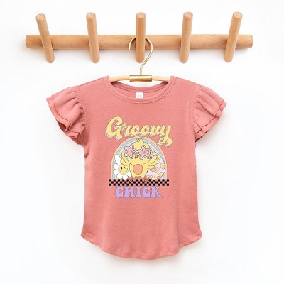 The Juniper Shop Groovy Easter Chick Toddler Flutter Sleeve Tee