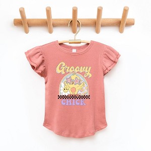 The Juniper Shop Groovy Easter Chick Toddler Flutter Sleeve Tee - 1 of 2