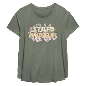 Women's Star Wars Classic Flowers Logo T-Shirt - 1 of 3
