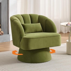 Nasitip Modern Accent Chair Teddy Bear Velvet Swivel Barrel Chair, 27.6" Round Upholstered Lounge Chair - 1 of 4