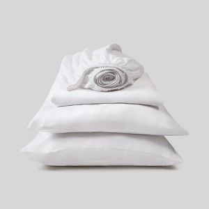 Fabdreams 100% Organic Linen 3-Piece Sheet Set- Stonewashed Finish - 1 of 4