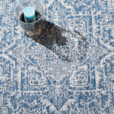 Modern Gray Synthetic 4'x5'7" Non-Slip Indoor/Outdoor Rug