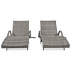 Nestfair Set of 2 Wicker Pull-out Side Table Adjustable Backrest Rattan Outdoor Chaise Lounge Gray - 4 of 4