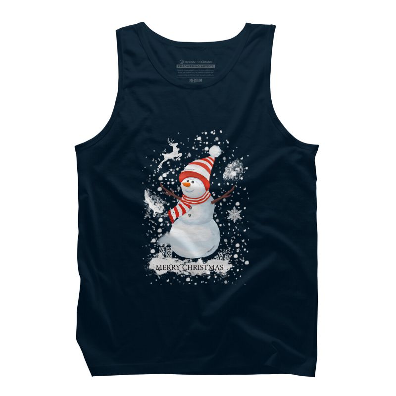 Men's Design By Humans Christmas snowman By werant Tank Top, 1 of 4