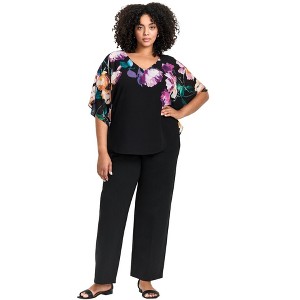 Avenue Women's Plus Size Love Story Overlay Blouse - 1 of 4