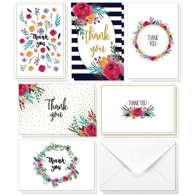 48 Pcs Thank You Cards Bulk Set, Floral Blank Thank You Notes with Envelopes
