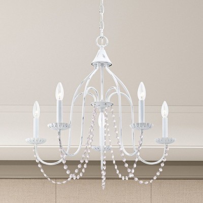 Elegant Antique White 5-Light Crystal Chandelier