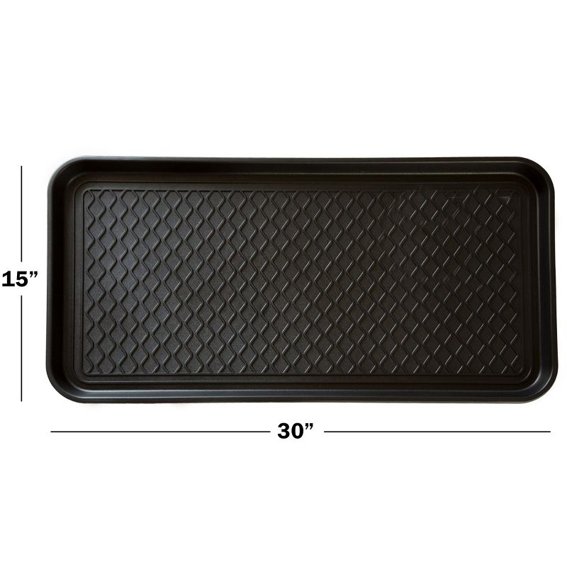 Large All-Weather Indoor/Outdoor Boot Tray - Weather-Resistant Plastic Shoe Mat with Raised Edge for Entryways, Decks, and Patios by Stalwart (Black), 2 of 8