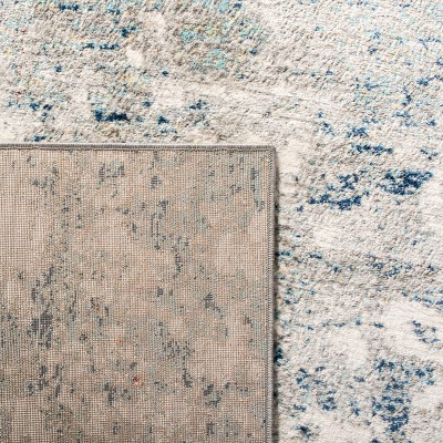 Grey and Blue Abstract 8' x 10' Synthetic Area Rug