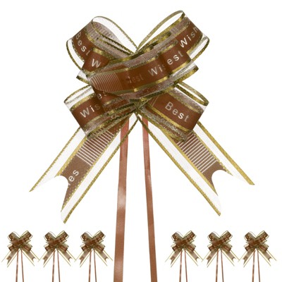 Unique Bargains Plastic Gold Edge Satin Multipurpose Ribbon Pull Bows 20 Pcs