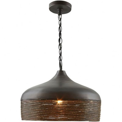 Starlit Sky Grey Iron Dome Pendant with Brass Detailing