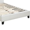 Royal Hampton Transitional Style Leatherette Queen Bed with Padded Headboard, White - 3 of 4