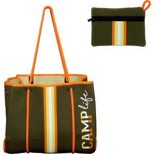 Pavilion Gift Company - Camp Life - Neoprene Tote Bag with Tethered Inner Pouch - Handbags - 1 of 4