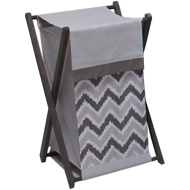 Bacati - MixNMatch Gray Laundry Hamper with Wooden Frame, 1 of 5