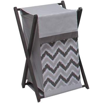 Bacati - MixNMatch Gray Laundry Hamper with Wooden Frame