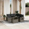 vidaXL 6 Piece Patio Sofa Set with Cushions Gray Poly Rattan - 2 of 4
