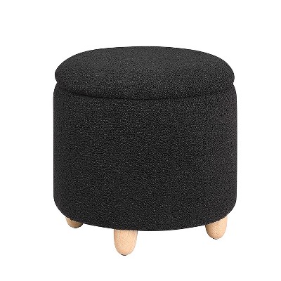 Simple Relax Faux Sheepskin Upholstered Round Storage Ottoman