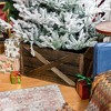 HOMCOM Wooden Christmas Tree Collar Box, 28" Farmhouse Christmas Tree Base Cover, Xmas Decoration for Home, Holiday, Dark Distressed Wood Finish - 2 of 4