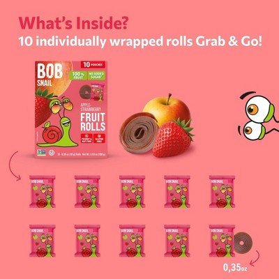 Bob Snail Apple Strawberry Fruit Rolls - 3.53oz/10ct