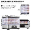 VEVOR Food Dehydrator Machine, 5-Tray Fruit Dehydrator, 300W Electric Food Dryer w/ Digital Adjustable Timer & Temperature, Black - 4 of 4