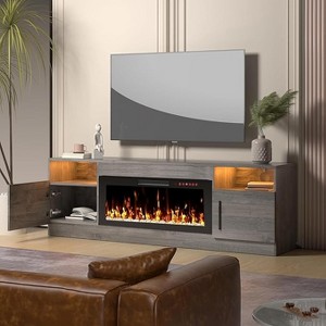 CuisinSmart  TV Stand with LED Light (Up to 75" TVs), 70" Modern Wood Media TV Console with Storage Cabinet for Living Room (Fireplace Not Included) - 1 of 4