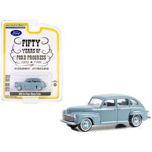 1946 Ford Super Deluxe Fordor Light Blue "Fifty Years of Ford Progress - Golden Jubilee" 1/64 Diecast Model Car by Greenlight - 1 of 3