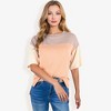 Anna-Kaci Women's Color Block Knit Top with Crew Neck and Short Sleeves, Casual Loose Fit Comfortable Blouse - 4 of 4