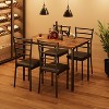 GOCAPTAIN 5-Piece Dining Table Set, Sturdy Wooden Square Table and Chairs, Breakfast Table Set for 4 Person, for Home or Apartment, Brown - 4 of 4