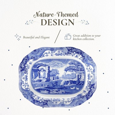 Blue Italian 14-Inch Ceramic Oval Serving Platter
