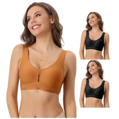 INSPIRE CHIC Women's Wirefree Lightly Breathable Workout Yoga Exercise Comfort Sports Bra 3 Packs