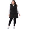 Agnes Orinda Women's Plus Size Quilted Hooded Sleeveless Zip-up Casual Long Puffer Vest with Pockets - 3 of 4