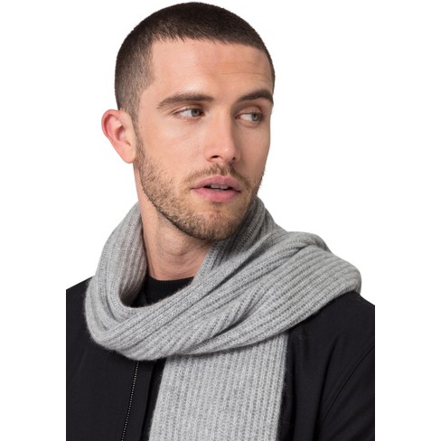 Mens Pure Cashmere Ribbed Scarf