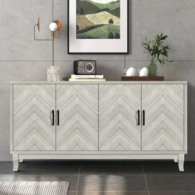 Wooden Sideboard Furniture Living Room Sideboard Entrance Console Cabinet Storage Cabinet With 4 Doors And Adjustable Shelves-Maison Boucle
