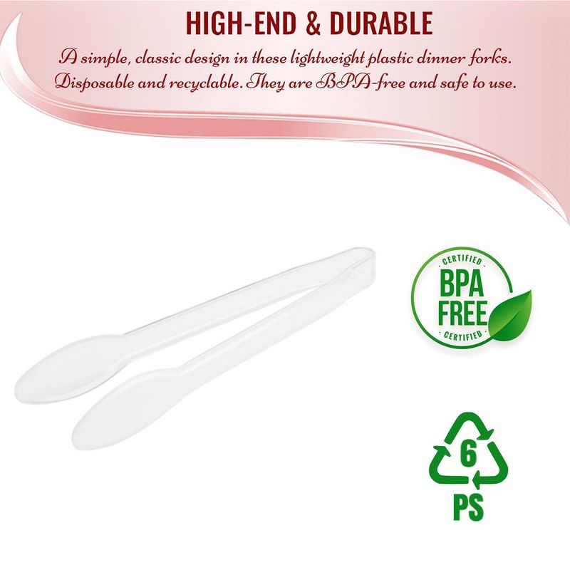 Smarty Had A Party 9" White Disposable Plastic Serving Tongs (48 Tongs), 5 of 7