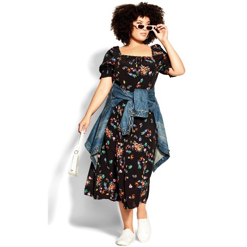 Women's Plus Size Windswept Maxi Dress - Black Windswept | Ccx : Target