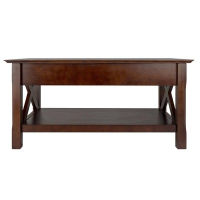 Brown Rectangular Wood Coffee Table with Storage Drawers