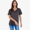 Anna-Kaci Women's Ribbed Knit Top with V-Neck, Short Sleeves, Front Pocket, Loose Fit Casual Blouse - 2 of 4