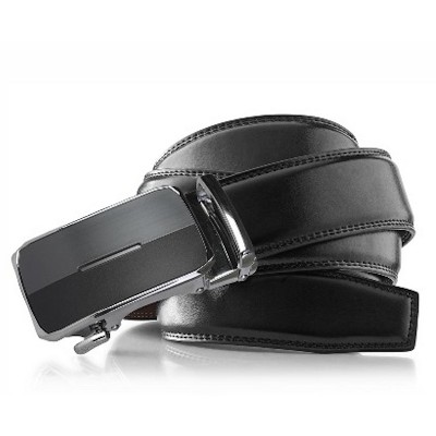 Roxoni Men's Genuine Leather Ratchet Dress Belt with Automatic Double Gloss Buckle, Enclosed in an Elegant Gift Box
