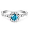 Pompeii3 1Ct Blue Diamond Cushion Halo Engagement Ring in 14k White Gold - 4 of 4