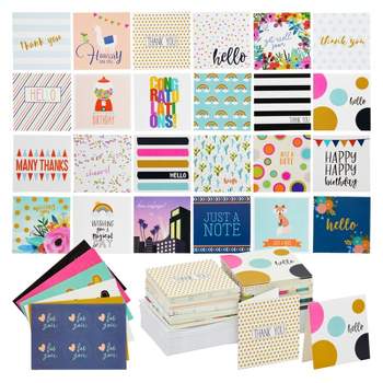 Sustainable Greetings 72 Pack Mini Note Cards with Envelopes and Stickers, All Occasions Greeting Cards for Flower Bouquets, 24 Designs, 2.5 x 2.5 In