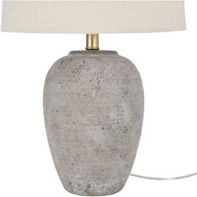23" Earth Brown Ceramic Urn Table Lamp with Beige Shade