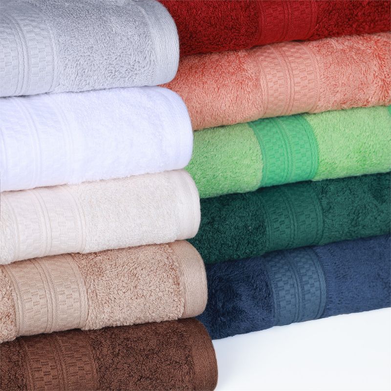4 Piece Bath Towel Set, Rayon From Bamboo and Cotton, Plush and Thick, Hypoallergenic, Solid Terry Towels with Dobby Border by Blue Nile Mills, 5 of 6