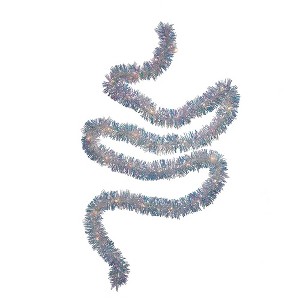 Kurt S. Adler 9.25' LED Lighted Iridescent Tinsel Christmas Garland, Warm White Lights - 1 of 4