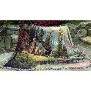 Manual Woodworks and Weavers Tapestry Throw – Thomas Kinkade “A Peaceful Retreat” Blanket, 60x50 - 1 of 3