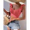 Womens Knit Tube Tops Cap Sleeve Sweet Heart Neckline Sweater Tops Ribbed Sweater Tops - 2 of 4
